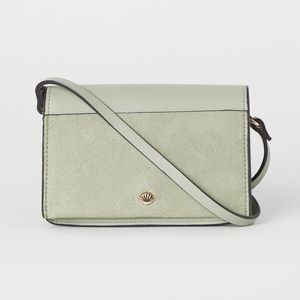 Small Shoulder Bag Faux Suede & Leather Mint Green